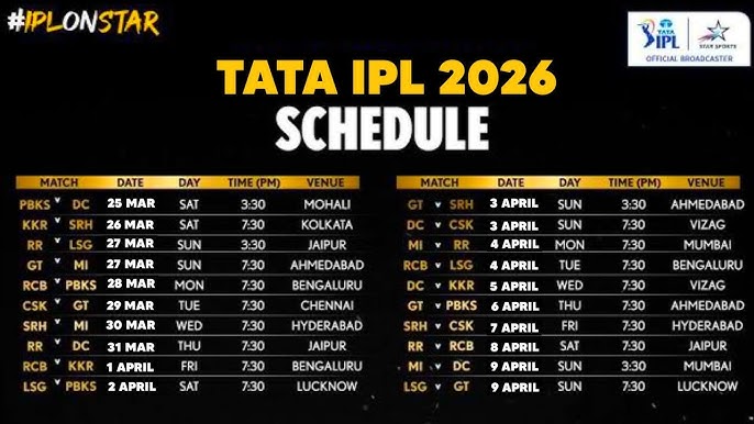 IPL 2026 Schedule